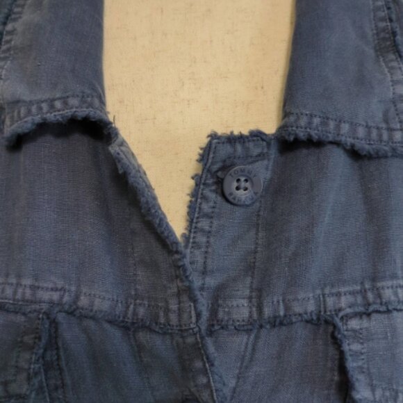 Tommy Bahama Jacket Women L, Linen Raw Edge Two Palms Pockets, Navy Blue, NWOT - Picture 2 of 6